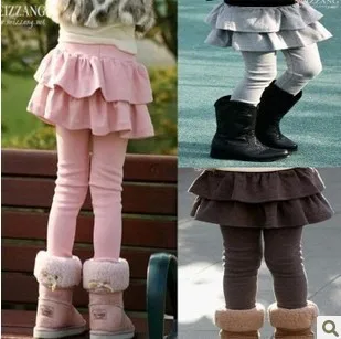 Флисовые зимние плотные леггинсы для девочек юбка брюки многослойная пачка