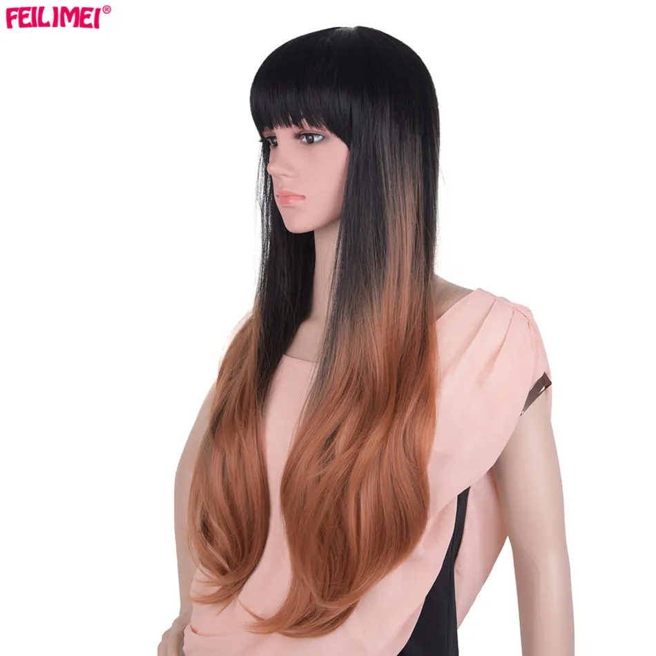 

Feilimei Synthetic Ombre Wig Japanese Fiber Long Wavy Females Hair Extensions 60cm 300g Black Gray Purple Blonde Cosplay Wigs