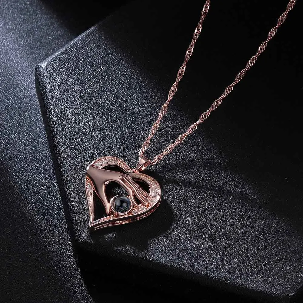 С буквенным принтом мамы, ожерелье 100 языков I love you Цепочки и ожерелья прожекторный подвесной Цепочки и ожерелья Для женщин бижутерия Collier Femme Лучшая Мама Подарки - Окраска металла: rose gold