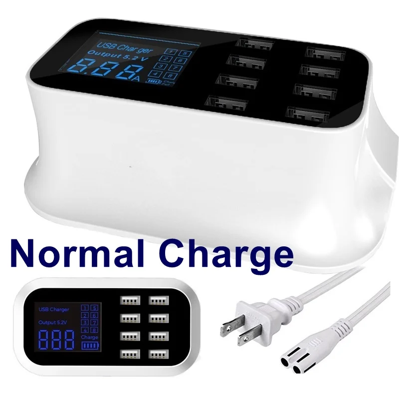 Normal Charger Tongdaytech мульти быстрое USB зарядное устройство 8 портов Быстрая зарядка 3,0 светодиодный дисплей USB зарядная станция для телефона Cargador порт atil зарядное устройство - Тип штекера: Normal Charger