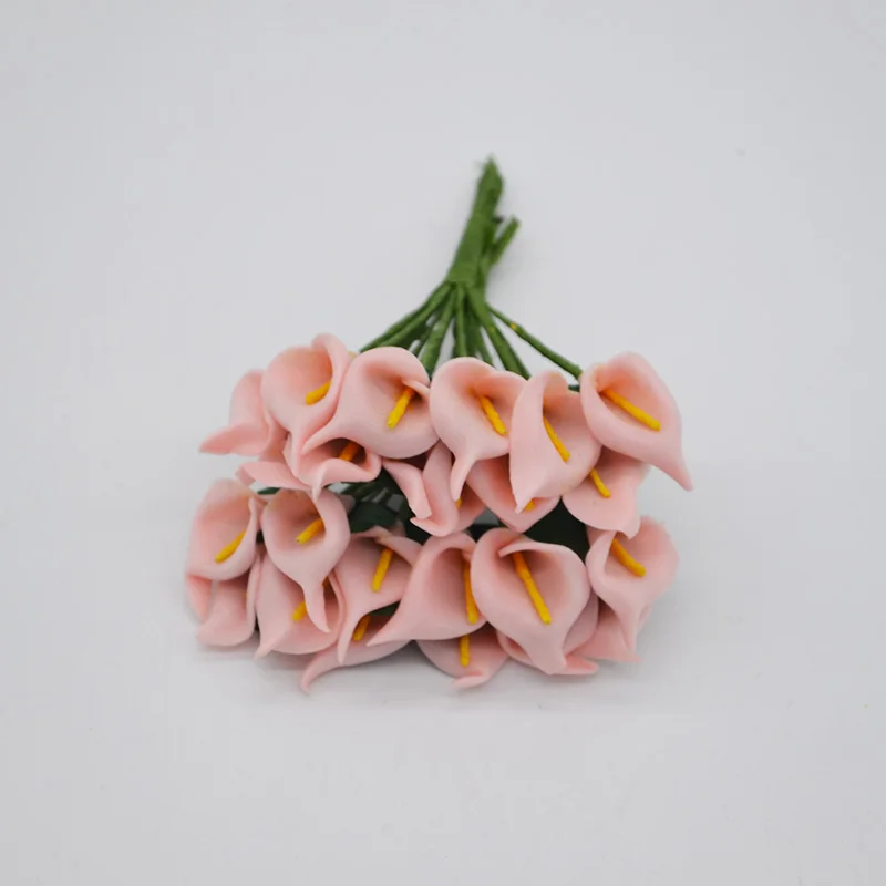 peach 36 шт. мини PE Calla Lily искусственный цветок букет многоцветная Роза свадебное украшение цветок искусственные цветы для скрапбукинга - Цвет: peach