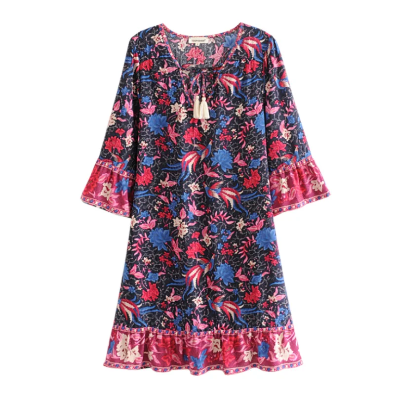 Женские винтажные платья до колена с v-образным вырезом и кружевным принтом в