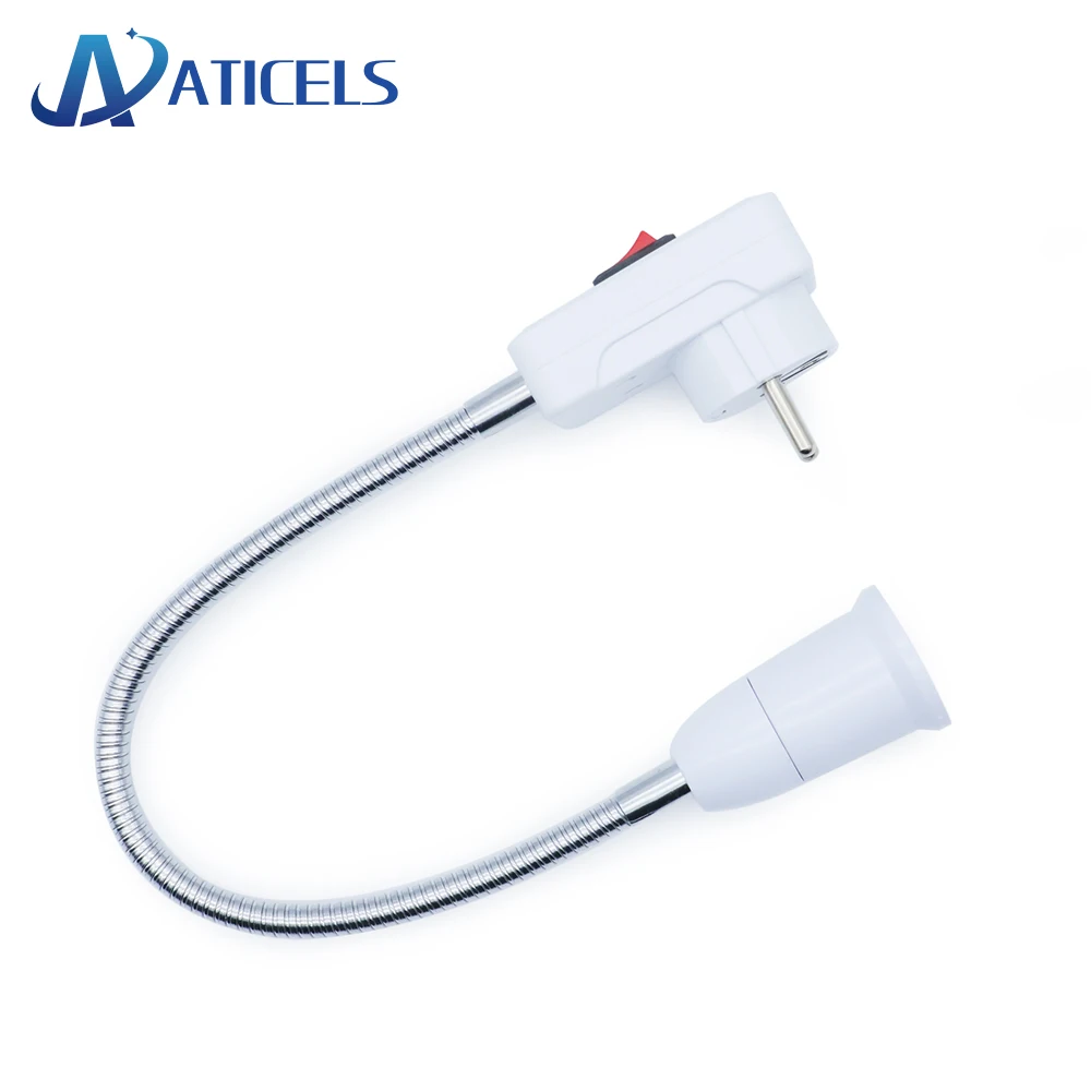 E27 LED Bulb Base Flexible Lamp holder with ON/OFF switch 20CM 30CM Extend Extension Converter Screw Socket EU/US Plug |