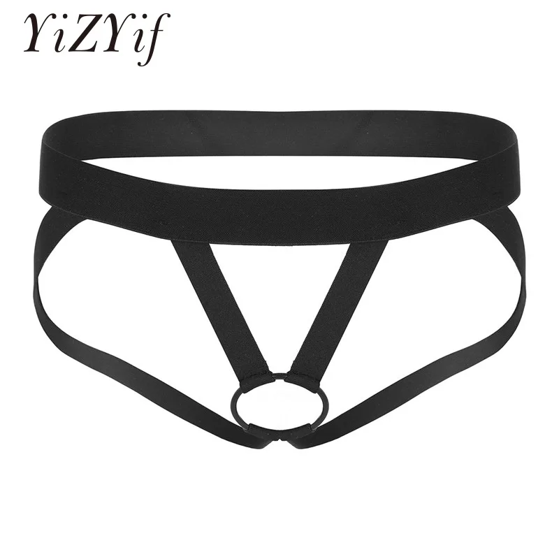 YiZYiF Jockstrap men underwear lingerie sexy pour homme Crotchless Underwear For Men G-string with Metal O-ring string thong |