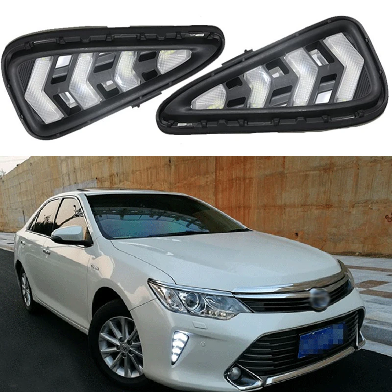 2 шт. автомобильные аксессуары светодиодный светильник дневного света для Toyota Camry накладка DRL противотуманная фара для автомобиля-Стайлинг внешняя передняя противотуманная фара