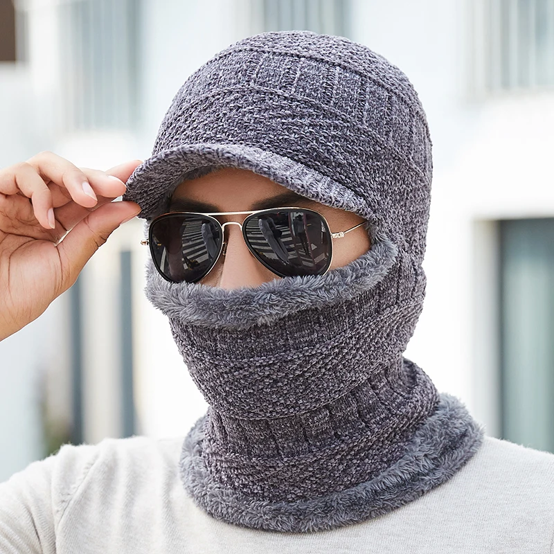 Головные уборы Skullies шапки бини зимняя вязаная шапка с Для мужчин шарф зимние