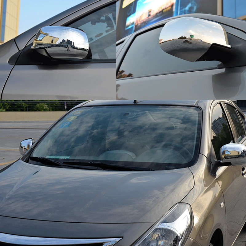 XUKEY пара хромированные зеркальные накладки заднего вида для Nissan Micra March K13 Versa Almera N17 2010 2011 2012 2013