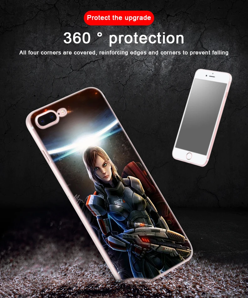 Мягкий чехол из ТПУ для iPhone 12 Mini 11 Pro XS Max XR X 8 7 6 Plus 5S SE S Cover N7 Mass Effect 2020 | Мобильные
