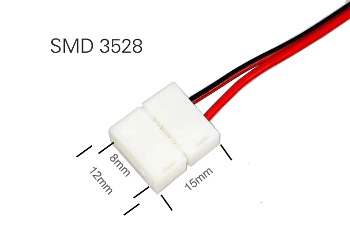 

2PIN led Connector 8mm 2pin connector For SMD3528 SMD2835 single color LED strip PCB board connector wire 10pcs