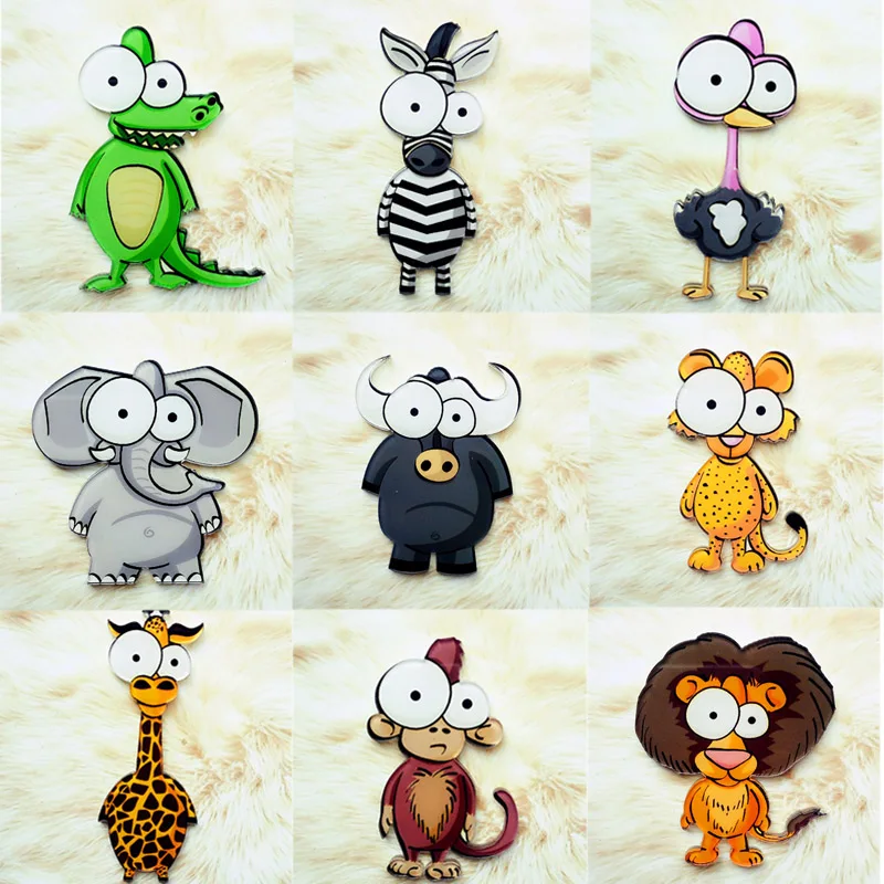 

9 Styles Cute Fashion Acrylic Cartoon Animal Brooch/ Hat Clothing Backpack Accessories Monkey Lion Flamingo for Kid Men Women