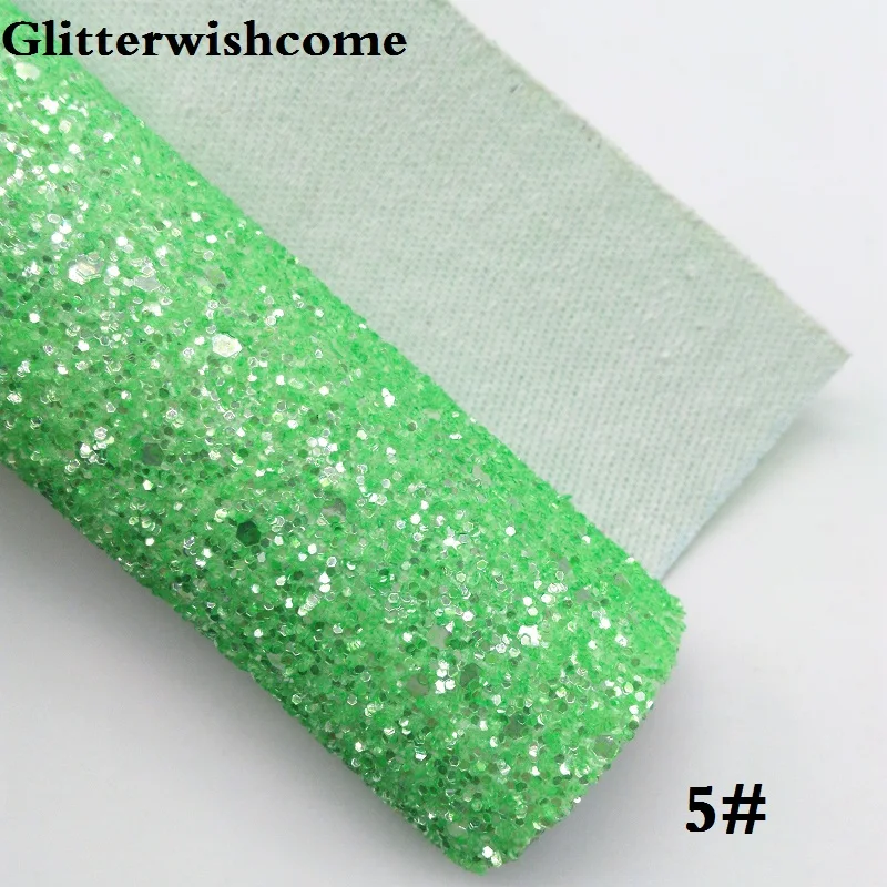 Glitterwishcome 21X29 см A4 размер винил для луков Кристалл Толстый блеск кожа ткань винил для луков, GM128A - Color: 5