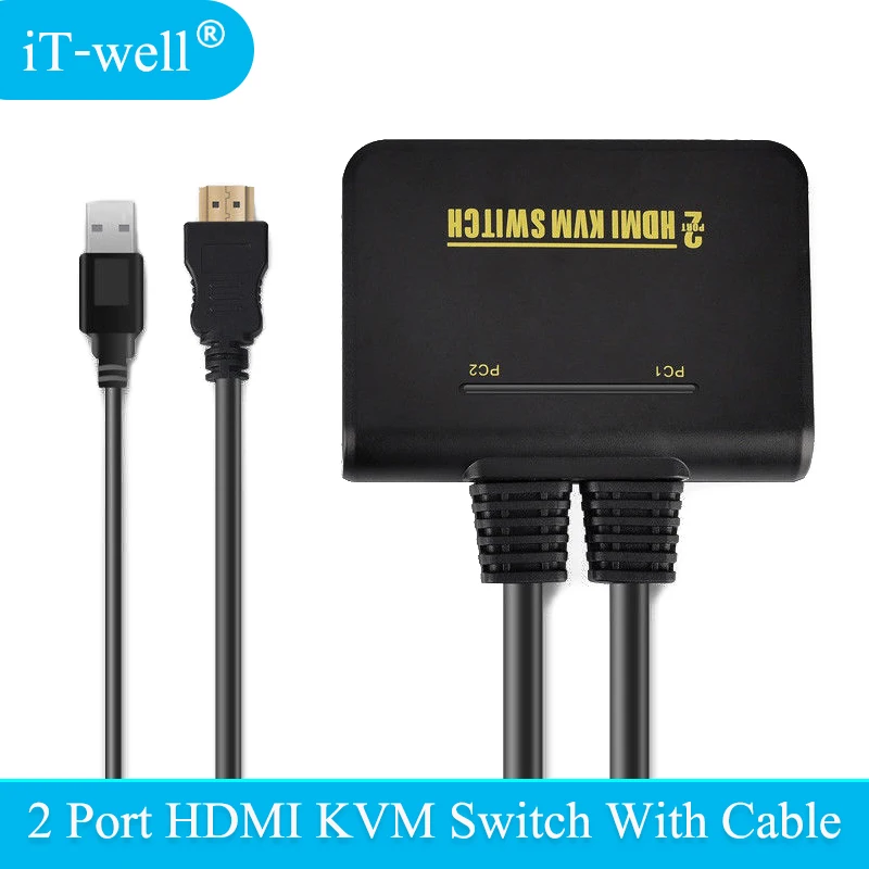 IT well 2 порта usb Kvm hdmi переключатель USB 0 KVM преобразователь Переключатель аудио