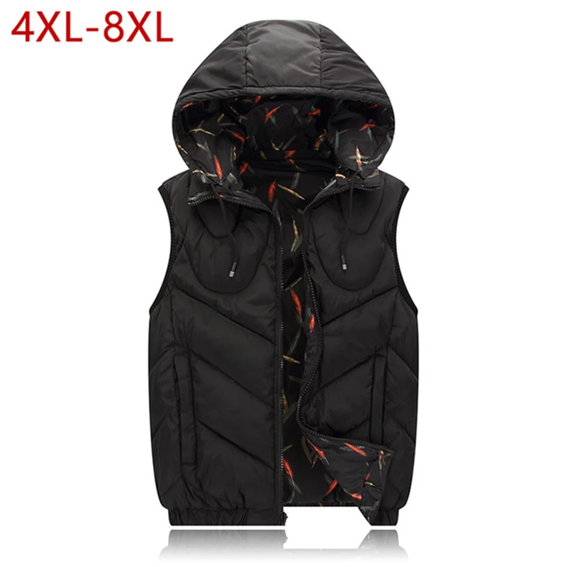 Жилет мужской хлопковый с капюшоном 3 цвета размеры 4x l 8xl|Мужские жилеты и