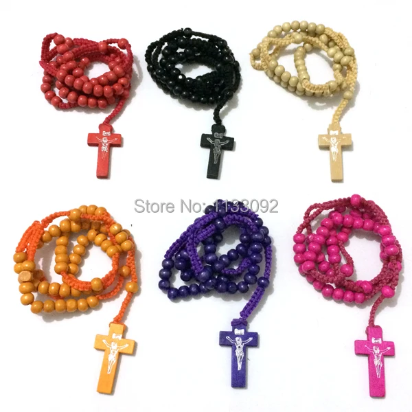12 шт./лот бусы из дерева Розария смешанные цвета розари крест Rosery Jesus New Rosario ePacket
