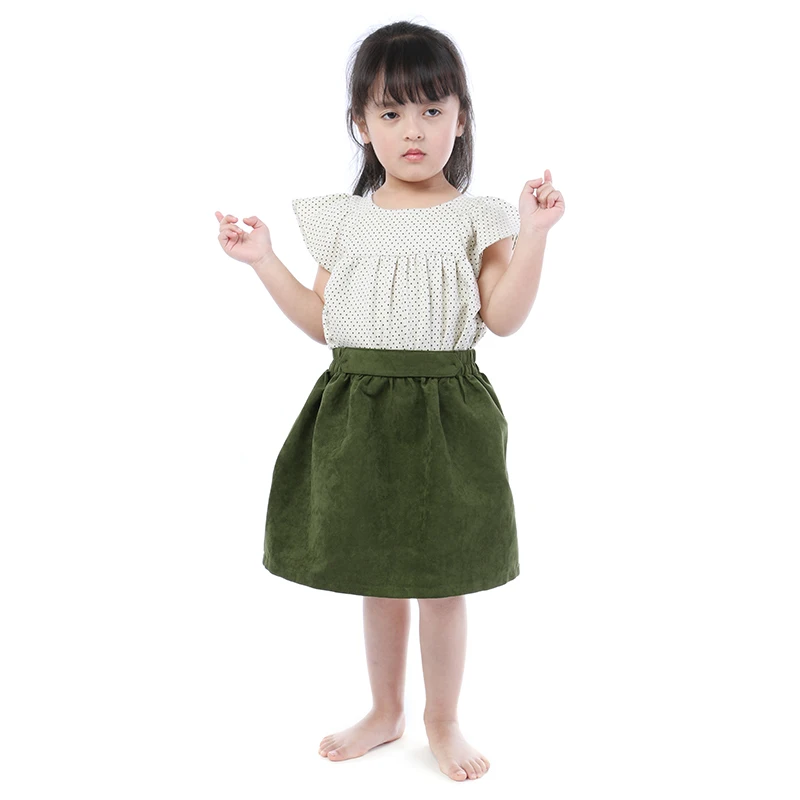 

Kaiya Angel 2019 New Summer Children Clothes Children's Suit Dots Short Sleeve And Knee Length Dress Toddler Factory Wholesale