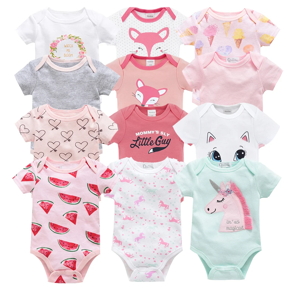 Kavkas/5 шт. Новорожденные Комбинезоны для девочки, для малыша одежда для маленьких мальчиков комбинезон милый Комплекты одежды с мультяшными рисунками одежда хлопок короткий рукав комбинезоны комплект