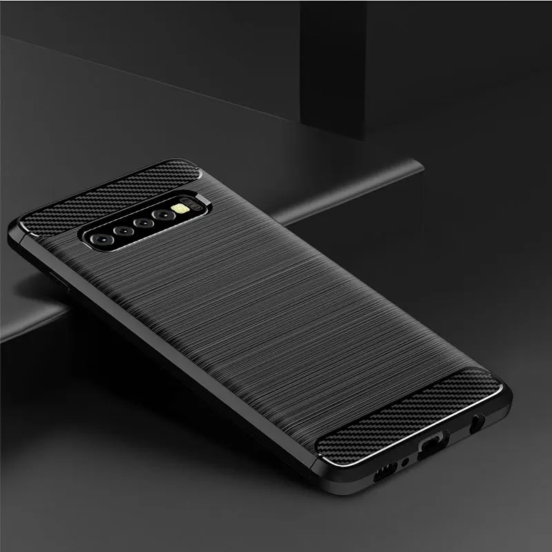 Shockproof Phone Case For Samsung Galaxy S10 S10E Plus S9 S8 Carbon Fiber TPU Drawing |