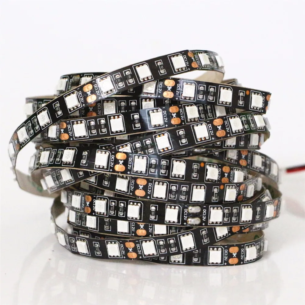 ASMT светодиодный 0,5/1/2/3/4/5 M 5050SMD черный двойной PCB 12В Ультрафиолетовый гибкий Светодиодные ленты светильник 60 светодиодный s/m Водонепроницаемый фиолетовый ленты лампы
