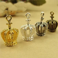 10pcs goldsilver color antique bronze 3d crown charm pendant jewelry findings handmade charms pendants jewelry findings 20x13mm