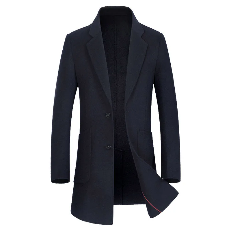 

High quality hand made double face wool coat men 2019 new style single breasted turn down collar woolen trench coats