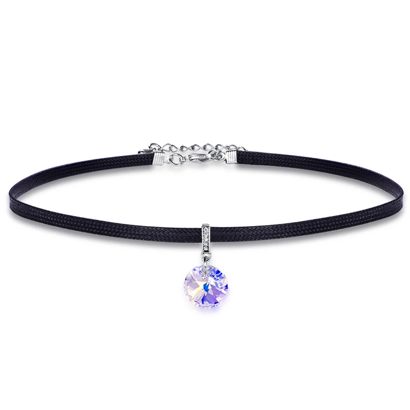 W-Crystal AB Malanda круглыми бусинами и кристаллами от Сваровски Чокеры ожерелья для Женская веревочная цепочка колье модные свадебные украшения - Окраска металла: W-Crystal AB