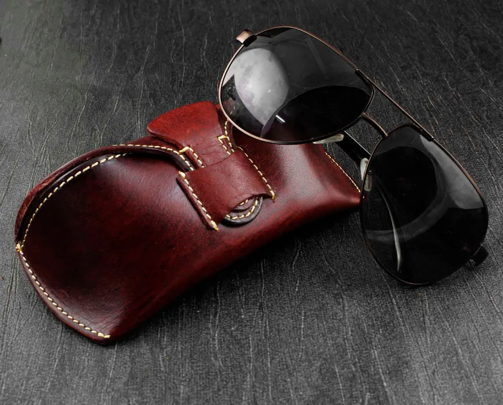 Винтажный Чехол для очков Wowen's из натуральной кожи|box belt|sunglasses roundbox chain |
