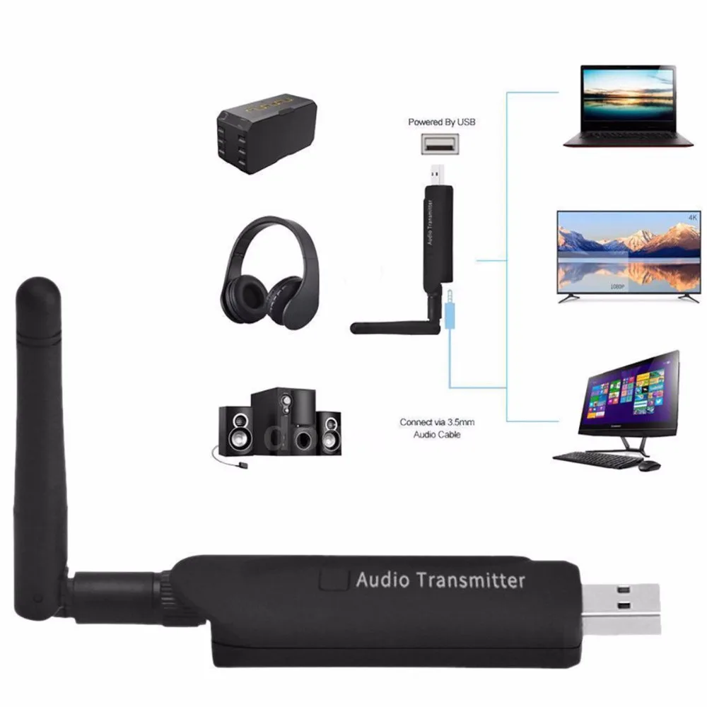 4 0 Bluetooth передатчик для ТВ 3 5 мм аудио адаптер беспроводной с антенной наушников