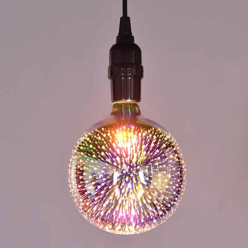 3D Звезда LED Фейерверк эффект ночник E27 декоративная лампа Эдисона G80 Светодиодная