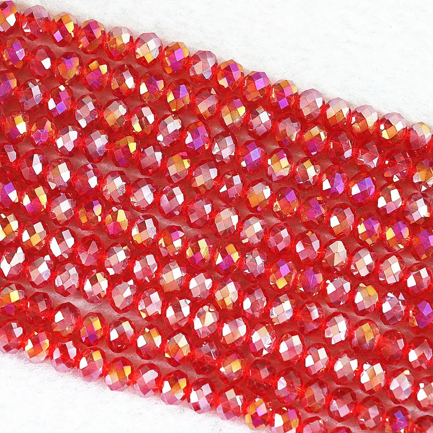 

4*6mm high quality multicolor AB crystal glass beads for jewelry making 98pcs/strand faceted rondelle abacus spacers beads B673