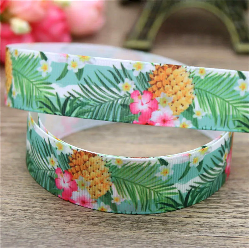 DHK 10yards fruits flamingo pineapple printed grosgrain Ribbon Accessory hairbow headwear decoration Wholesale OEM DIY B1666 | Дом и сад