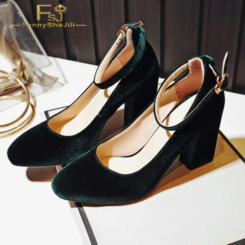 

Ladies Shoes Women Pumps Party 2022 Spring Autumn Classics Green Elegant Ankle Strap High Heel Big Size 44 45 46