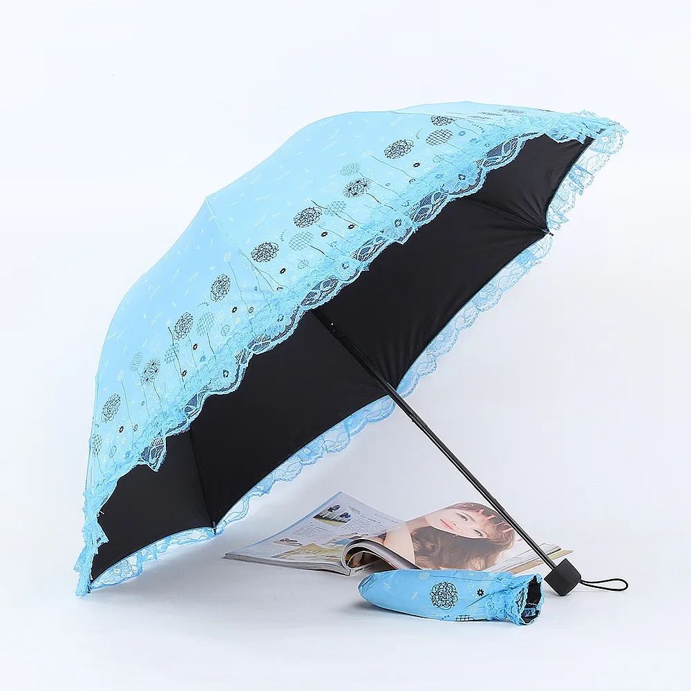 Creative lace reverse umbrella folding sunscreen Anti-UV lotus leaf sun rain women's tour lady parasol windproof | Дом и сад