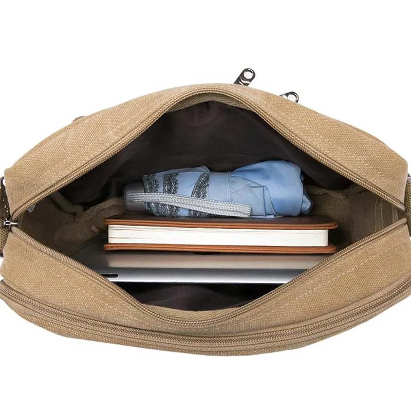 2021 New Multifunctional Men Crossbody Messenger Bags Canvas Vintage Casual Shoulder Bags Men's Travel Bags