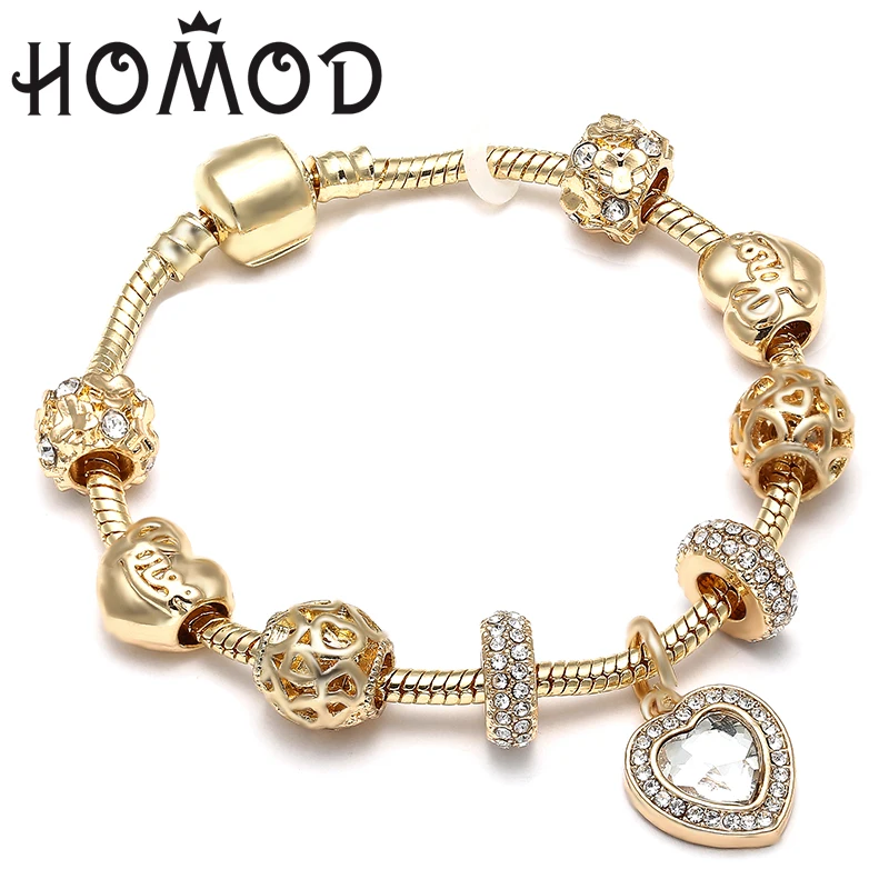Роскошные браслеты HOMOD с подвесками и кристаллами в форме сердца брендовые
