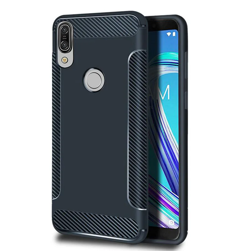 Мягкий чехол для ASUS Zenfone Max Pro M1 матовый Силиконовый из углеродного волокна ZenFone