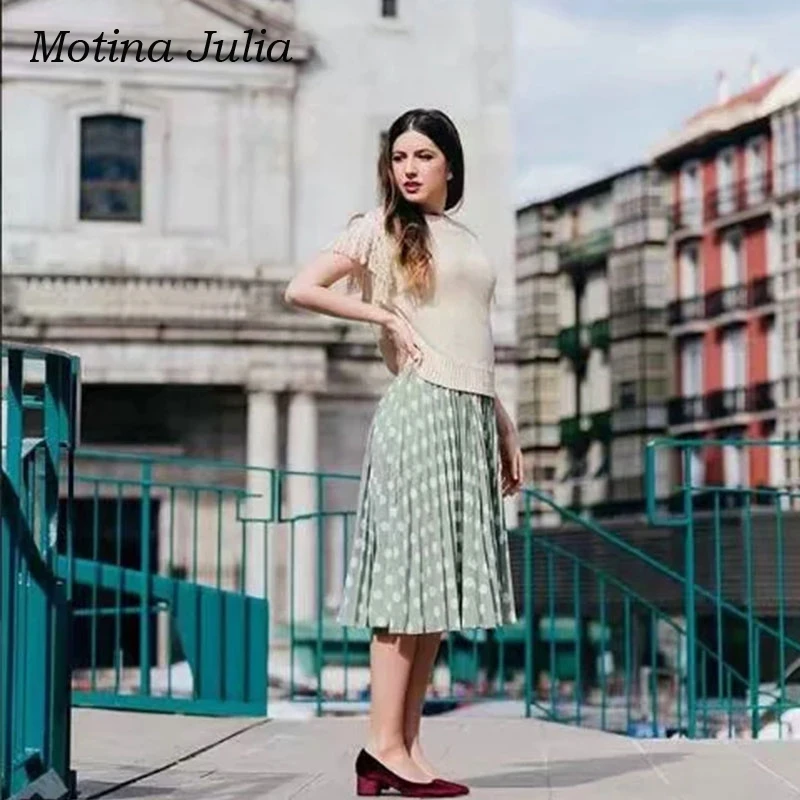 Motina Julia 2018 уличная шикарная юбка в горошек Женская Большой маятник