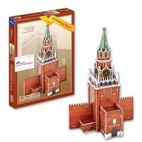 candice guo 3d puzzle clever happy paper model diy assemble toy moscow spasskaya tower birthday christmas gift 1pc