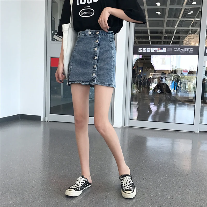 TIGENA, Модная Джинсовая юбка для женщин,, летняя, размера плюс, 5XL, мини, короткая джинсовая юбка, женская, высокая талия, трапециевидная, на пуговицах, юбка для школы