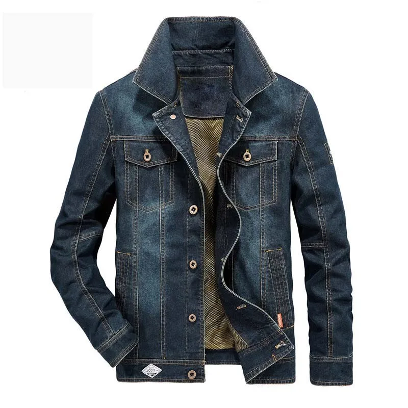 

Autumn Winter Cowboy Jacket Men Casual Denim Jacket and Coat Turn Dow Collar Military Windbreaker Male Clothing Plus Size M-6XL