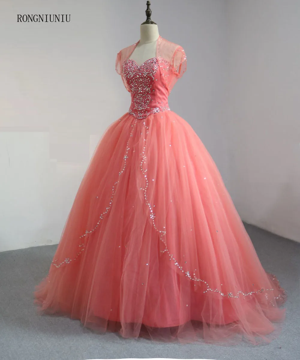 Quinceanera Dresses 2017 Jacket for Sweet 16 Girls Beading Crystal Ball Gowns Princess Styles Vestido de Debutante | Свадьбы и