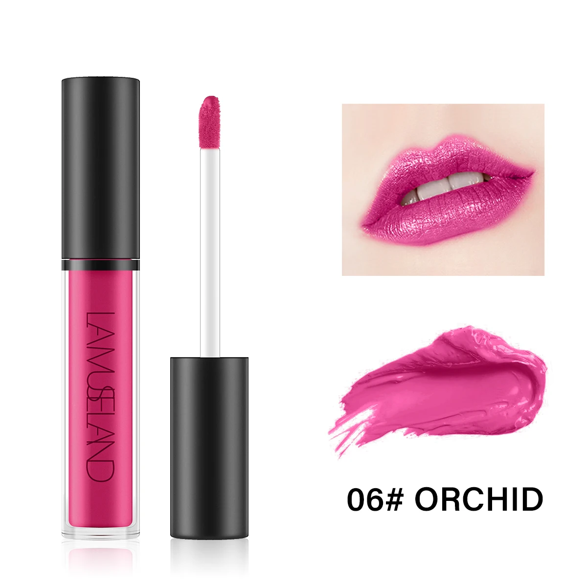 06 ORCHID Прочный водонепроницаемый блеск для губ с антипригарным покрытием, жидкая помада, макияж, бренд lamuseland# LA02 - Цвет: 06 ORCHID