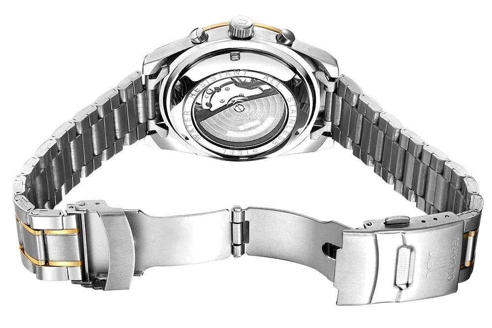

2019 OUYAWEI Classic 6 Hands Date Day Display Silver Stainless Men Watch Top Brand Luxury Automatic Mechanical Watch Clock