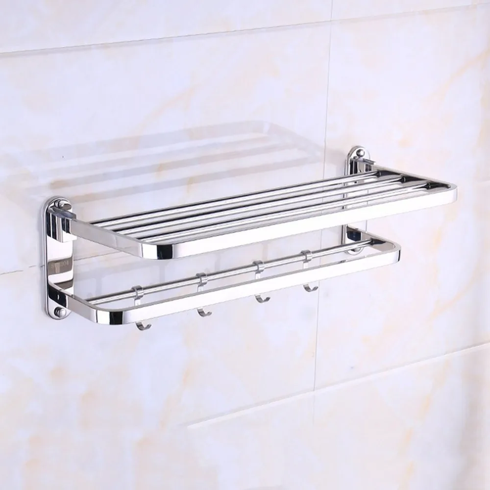 Multifunctional Stainless Steel Anti-rust Toilet Bathroom Washroom Towel Rack Wall Mounted Storage Hook Rod Holder Hanging Bar |