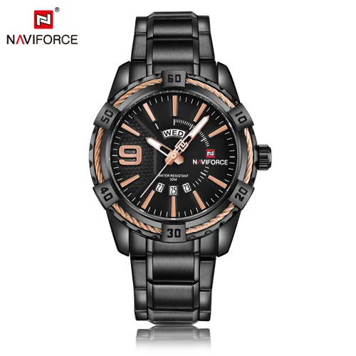 NAVIFORCE мужские s часы лучший бренд класса люкс мужские модные бизнес Кварцевые часы из нержавеющей стали золотые наручные часы Relogio Masculino - Цвет: Steel B RG