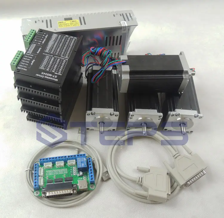 CNC маршрутизатор 4 оси комплект 24 50VDC ST M5045 4.5A драйвер заменить 2M542 + 5 breakout доска Nema23