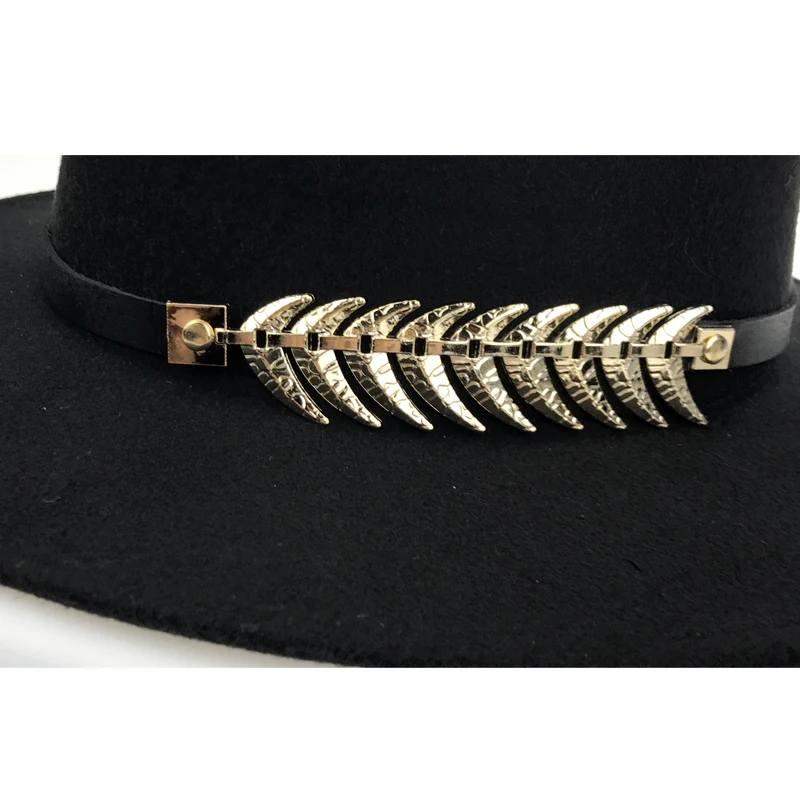 Зимняя Фетровая Шляпа Fedora с металлическим ремнем Женская фетровая шляпа