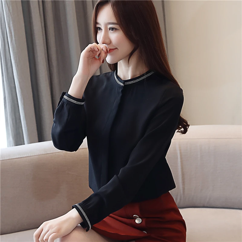 Женские топы и блузки blusas mujer de moda 2020 шифоновая блузка с длинным рукавом расшитая
