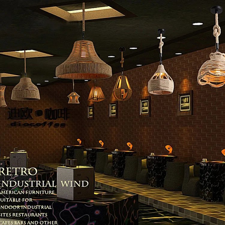 Retro loft Vintage Hemp Rope Pendant Light DIY Lamp E27 Industrial Edison Bulb Hanging Kitchen Fixture Lustre | Лампы и освещение