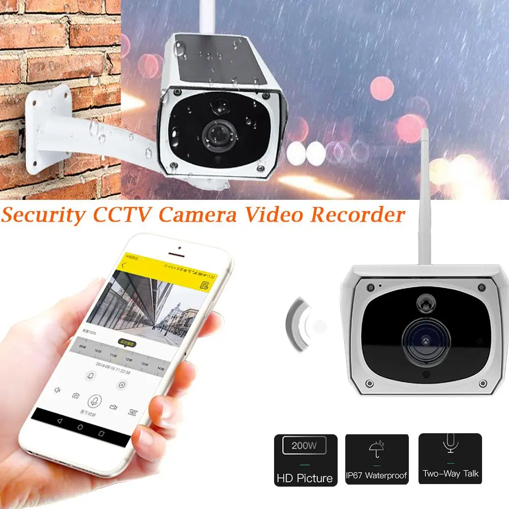 Домашняя безопасность wifi Беспроводная Водонепроницаемая наружная 1080P 2,0 м солнечная батарея питание камеры видеонаблюдения CCTV видео рекордер