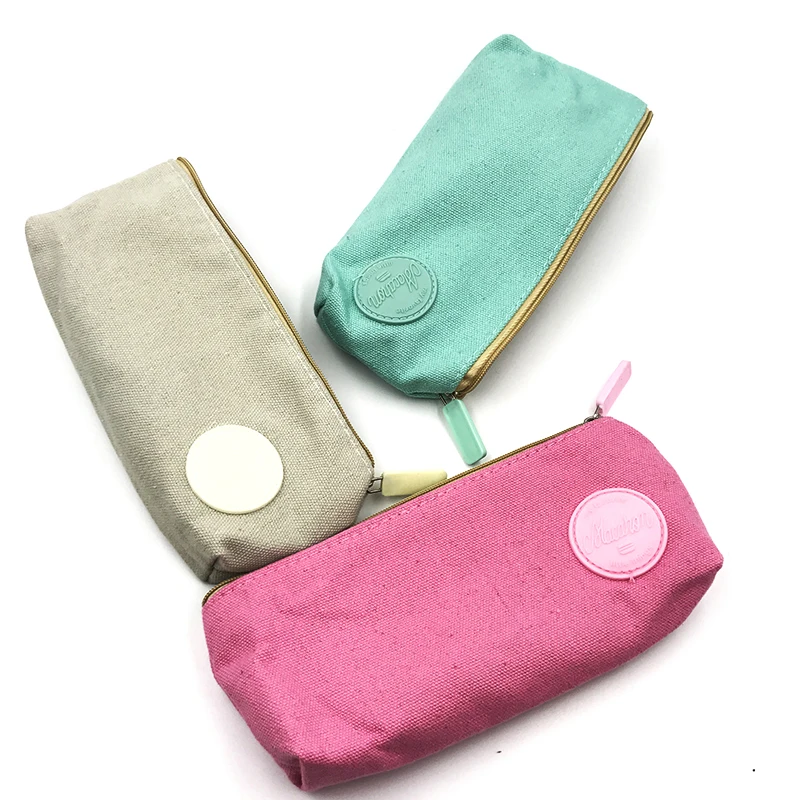 

Canvas Pencil Case Bag Office School Supplies for Girls Kawaii Pen Box Stationery School Pencil Pouches 1pc